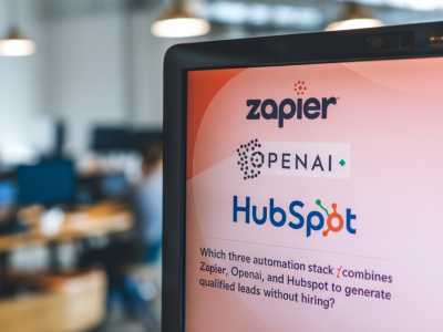 Which three-automation stack combines zapier, openai and hubspot to generate qualified leads without hiring